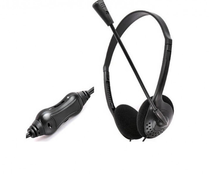 Наушники Gemix HP-100MV Black, 2 x Mini jack (3.5 мм), накладные, регулятор громкости, кабель 2 м